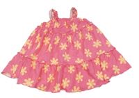 Tmavorůžové květované bavlněné šaty Matalan