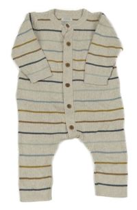 Béžovo-barevný pruhovaný žebrovaný pletený overal Mamas&Papas