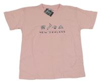 Nové - Růžové tričko s obrázky - Nový Zéland