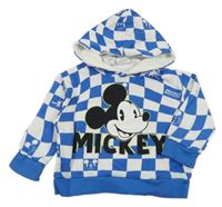 Modro-bílá kostkovaná mikina s Mickeym a kapucí Zara