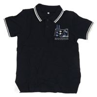 Tmavomodré polo tričko s výšivkou
