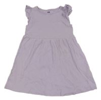 Lila žebrované šaty s volánky H&M