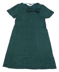 Zelené třpytivé svetrové šaty s mašlí H&M
