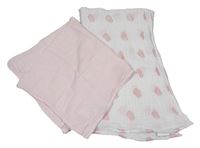 2x mušelínová plena - bílá se srdíčky + světlerůžová