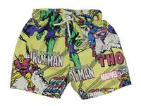 Žluto-barevné plážové kraťasy s Marvel 