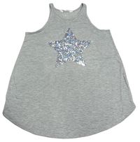 Šedý melírovaný top s hvězdou z flitrů H&M