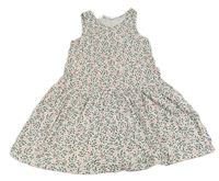 Bílo-šedé vzorované šaty s kvítky H&M