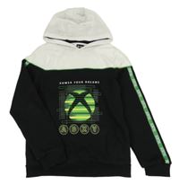 Černo-bílá mikina s X-box a kapucí Nutmeg