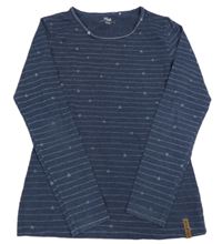 Tmavomodré pruhované triko se srdíčky Yigga