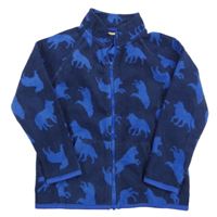 Tmavomodro-modrá fleecová propínací mikina s vlky kids