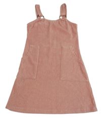 Růžové žebrované sametové šaty F&F