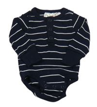 Tmavomodré pruhované žebrované body H&M