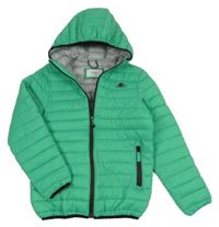 Zelená šusťáková prošívaná zateplená bunda s kapucí Reserved