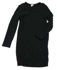 Černé úpletové žebrované šaty shein