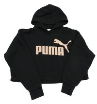 Černá crop mikina s logem a kapucí Puma