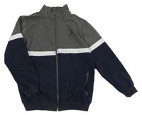 Tmavošedo-tmavomodrá lehká propínací mikina 