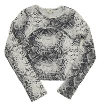 Šedo-bílé vzorované crop triko River Island