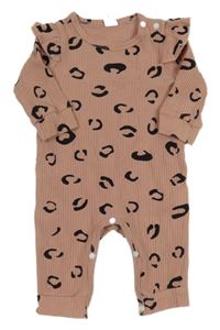 Starorůžový žebrovaný vzorovaný overal Shein