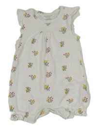 Bílý kraťasový overal s kvítky Primark