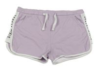 Lila bavlněné kraťasy s bílým nápisem Page one young