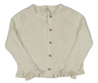 Smetanový žebrovaný propínací lehký svetr F&F