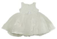 Bílé vzorované tylové slavnostní šaty 