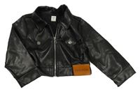 Černá crop koženková bunda Shein