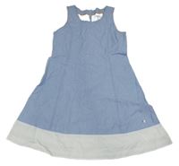 Modro-bílé vzorované plátěné šaty 