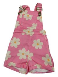 Růžové květované laclové kraťasy shein