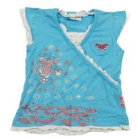 Modré tričko s kvítky a princeznou Kiki&Koko