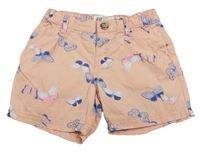 Světlerůžové plátěné kraťasy s motýlky H&M