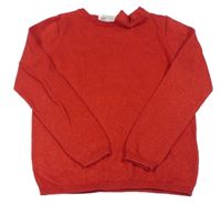 Červený třpytivý svetr s 3D mašlí H&M