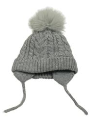 Šedá vzorovaná čepice s bambulí Primark