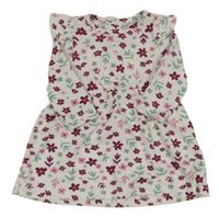 Bílo-fialovo-zelené květované úpletové šaty Ergee