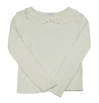 Bílý žebrovaný svetr s límečkem Primark