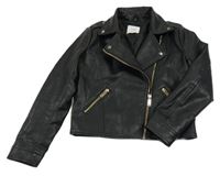 Černý koženkový crop křivák Sinsay