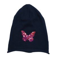 Tmavomodrá čepice s motýlkem 