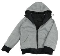 Šedá oboustranná mikinobunda s kapucí 