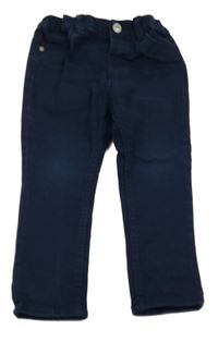 Tmavomodré teplákové skinny rifle H&M