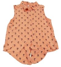 Korálový halenkový top s palmami C&A