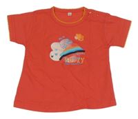 Jahodové tričko s včelkou a nápisy