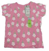 Nové - Růžové květované tričko Primark