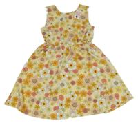 Nové - Žluto-růžvo-bílé květované šaty Matalan