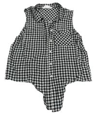 Černo-bílý kostkovaný propínací crop top H&M