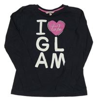 Černé triko s nápisem a srdíčkem 