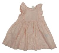 Světlerůžové třpytivé šaty s volánky H&M