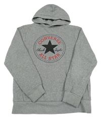 Šedá mikina s logem a kapucí Converse