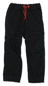 Černé plátěné chino cuff kalhoty George