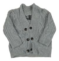 Šedý vzorovaný propínací vlněný svetr H&M