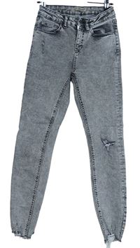 Dámské šedé skinny rifle s prošoupáním Denim 